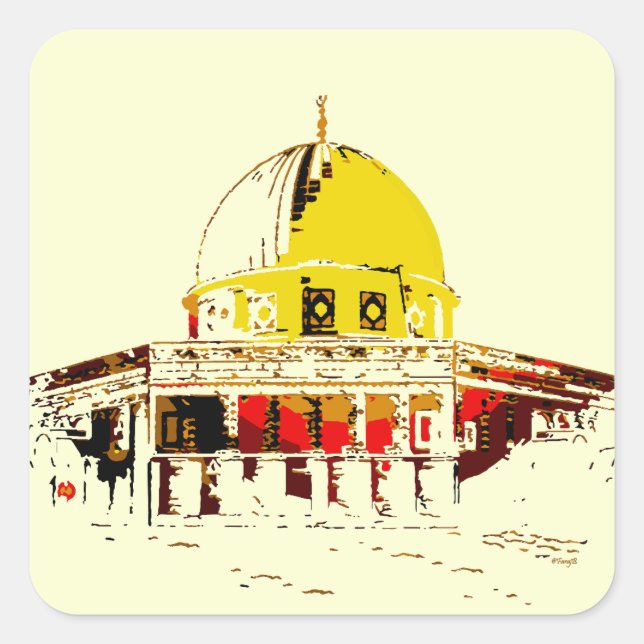 Ein Stück Jerusalem tragen: Kuppel des Felsens Quadratischer Aufkleber (Vorderseite)