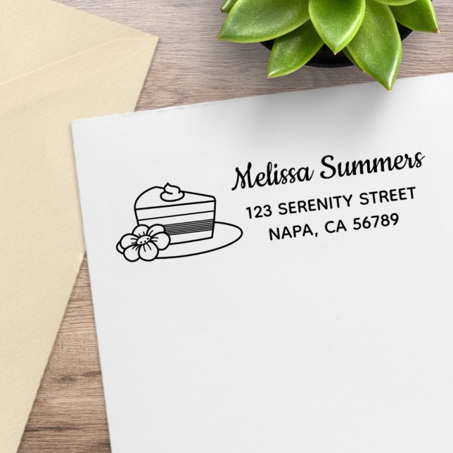 Ein Stück Kuchen auf einem Teller Adresse Gummistempel (Von Creator hochgeladen)