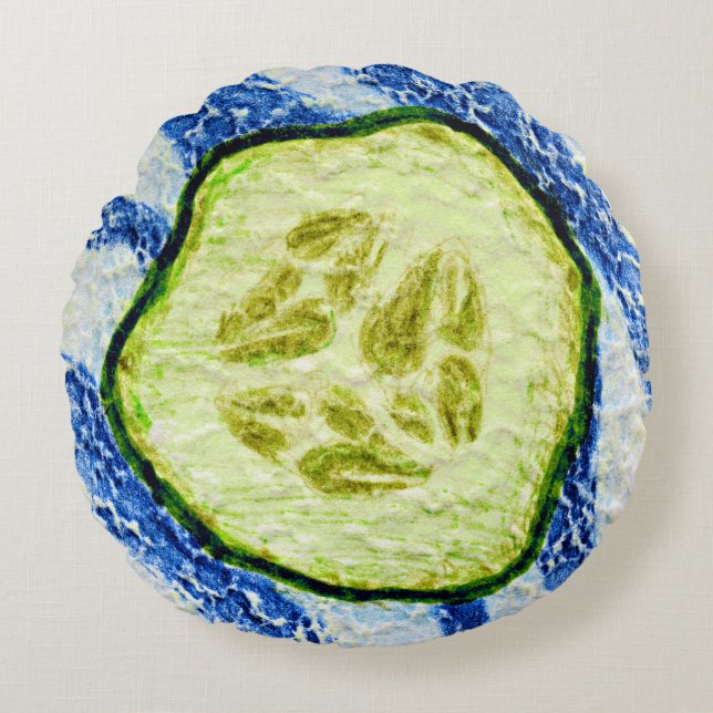 Ein Stück Sommerkuckber Gherkin Rundes Kissen (Vorderseite)
