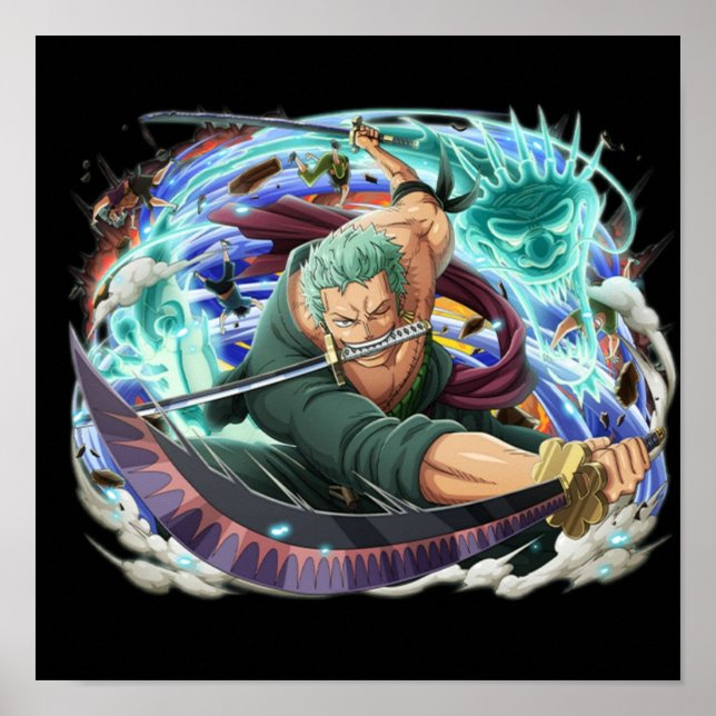 Ein Stück wütend Roronoa Zoro Shirt Poster (Vorne)