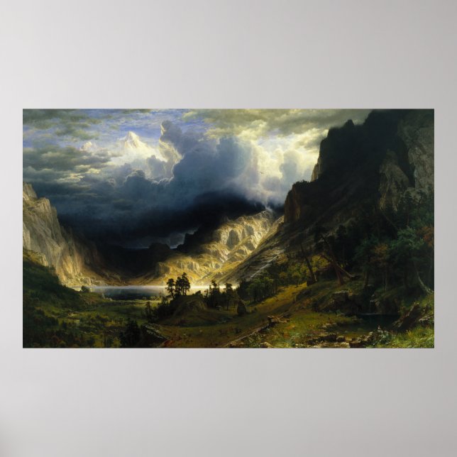 Ein Sturm im Rocky Mountains, Bierstadt Poster (Vorne)