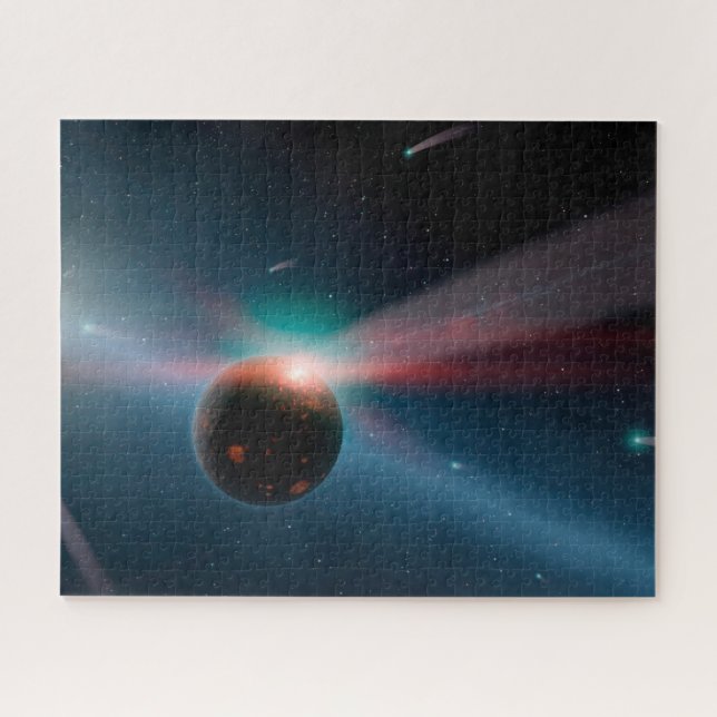 Ein Sturm von Kometen im Eta Corvi-System. (Horizontal)