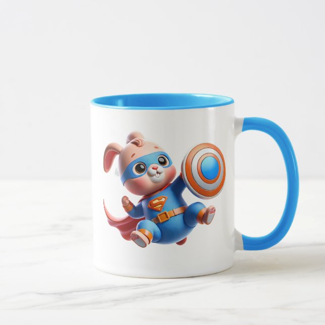 Ein Superheld-Kaninchen mit seinem Schild. Tasse (Rechts)