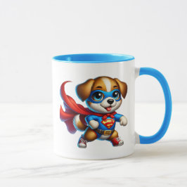 Ein Superheld-Welpe mit seinem Umhang. Tasse