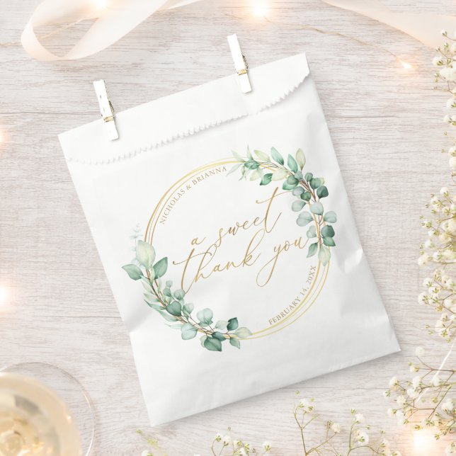 Ein süß Dankeschön Gold Eukalyptus Greenerity Wedd Geschenktütchen (Ausgeschnitten)