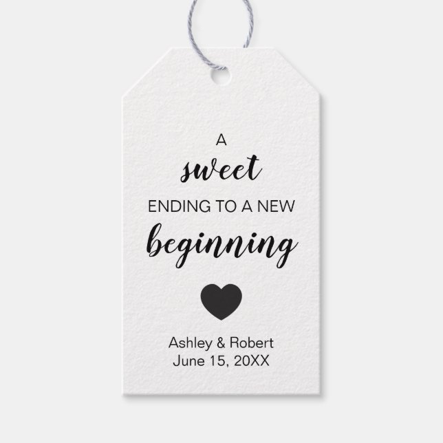 Ein Süß, der einer neuen Gastgeschenk Hochzeit end Geschenkanhänger (Vorderseite)