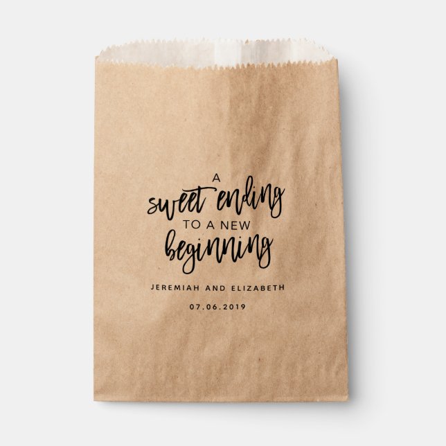 Ein Süß, der einer neuen Gastgeschenk Hochzeit end Geschenktütchen (Vorderseite)