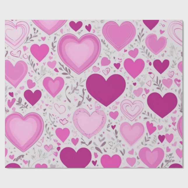 Ein süß-zauberhaftes Herz-Muster Geschenkpapier (Flach)
