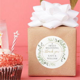 Ein süßer Anfang danke der grünen Gastgeschenk Hoc Runder Aufkleber