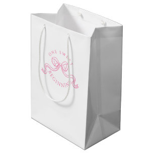 Ein süßer Anfang Rosa und weiße Hochzeitsgunst Mittlere Geschenktüte