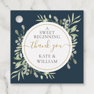 Ein süßer Anfang Tiefsee-Blau-Grün-Hochzeit Geschenkanhänger