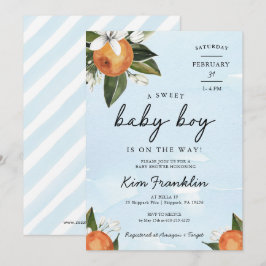 Ein süßer Baby Boy ist auf dem Weg Clementine Oran Einladung