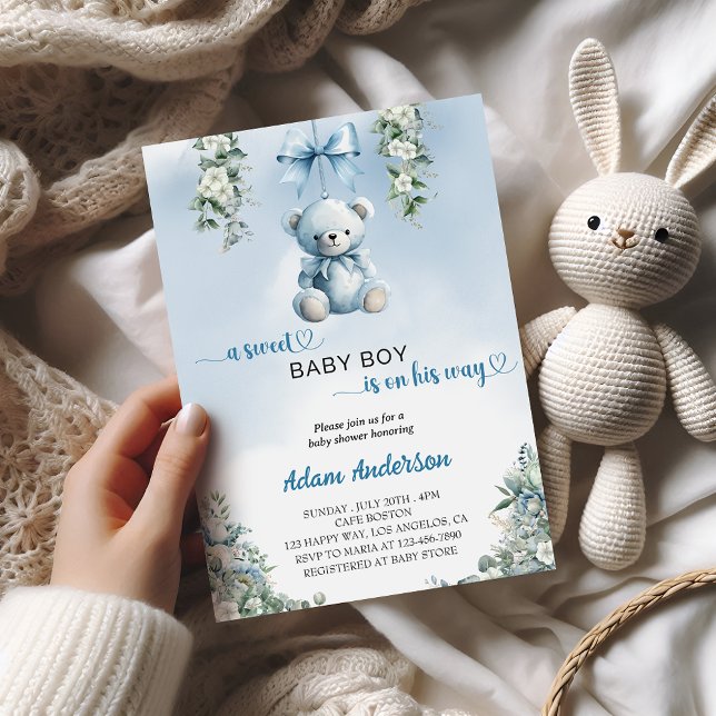 Ein süßer Baby-Boy ist unterwegs - Baby-Dusche. Einladung (Von Creator hochgeladen)