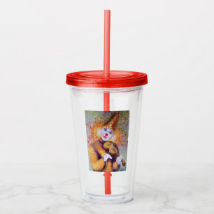 Ein süßer Clown, der Geige spielt Acryltrinkbecher
