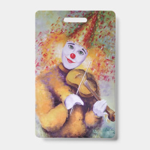 Ein süßer Clown, der Geige spielt Ausweis