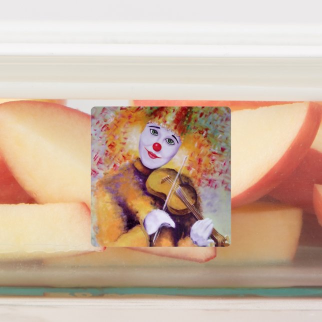 Ein süßer Clown, der Geige spielt Etiketten (Befestigt)
