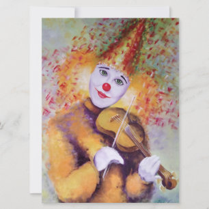 Ein süßer Clown, der Geige spielt Karte