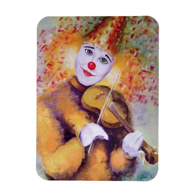 Ein süßer Clown, der Geige spielt Magnet (Vertikal)