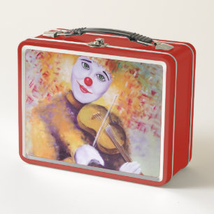 Ein süßer Clown, der Geige spielt Metall Brotdose
