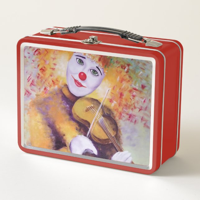 Ein süßer Clown, der Geige spielt Metall Brotdose (Vorderseite)