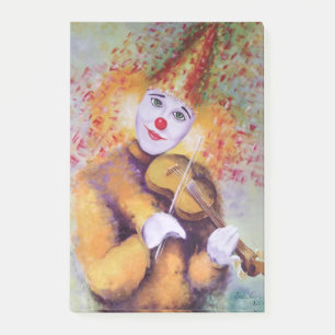 Ein süßer Clown, der Geige spielt Post-it Klebezettel