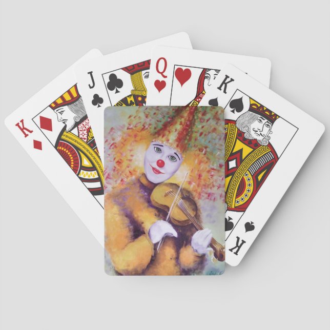 Ein süßer Clown, der Geige spielt Spielkarten (Rückseite)