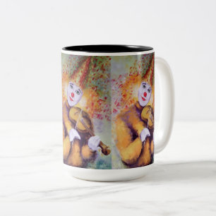 Ein süßer Clown, der Geige spielt Zweifarbige Tasse