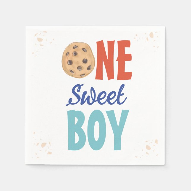 Ein süßer Junge Schokolade Chip Cookie ersten Gebu Serviette (Vorderseite)