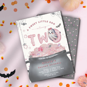 Ein süßer kleiner Boo wird zwei Rosa Geburtstag Einladung