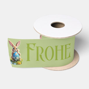 Ein süßer Osterhase mit Osterei - Satinband