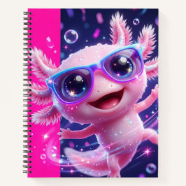 Ein süßer rosa Axolotl mit funkelnden Augen Notizbuch