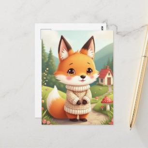 Ein süßer und niedlicher Fuchs-Charakter Postkarte