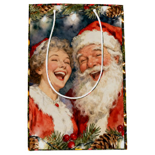 Ein süßer Weihnachtsmann und eine Weihnachtsfrau i Mittlere Geschenktüte