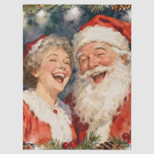 Ein süßer Weihnachtsmann und eine Weihnachtsfrau W Seidenpapier