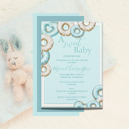 Ein süßes Baby Blue Donuts Wasserfarbe Baby Dusche Einladung