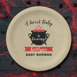 Ein süßes Baby braut Halloween-Kinderdusche Pappteller