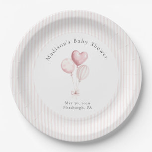 Ein süßes Baby-Shower-Motiv mit Häschen in Rosa  Pappteller