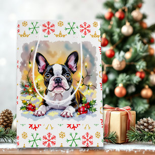 Ein süßes Boston-Terrier-Weihnachten Mittlere Geschenktüte