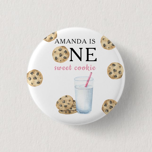 Ein süßes Cookie & Milchmädchen zum ersten Geburts Button (Vorderseite)