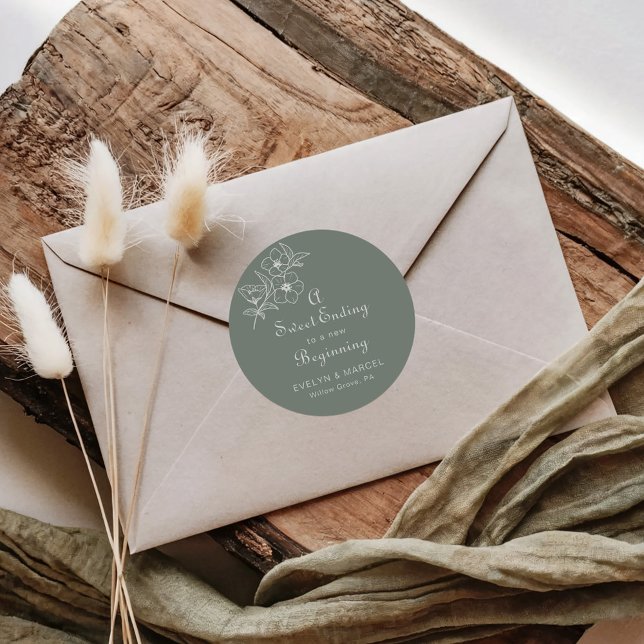 Ein süßes Ende für einen neuen Anfang Boho Wedding Runder Aufkleber (Von Creator hochgeladen)