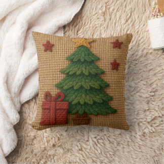 Ein süßes gestricktes Baumgeschenk Kissen