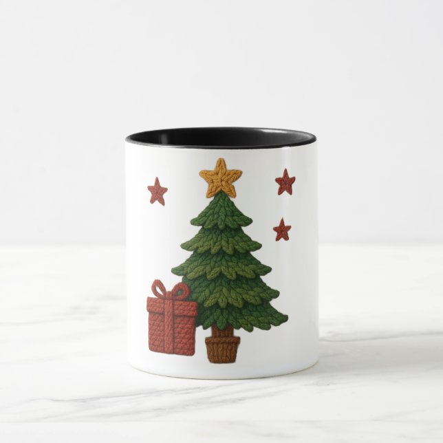 Ein süßes gestricktes Baumgeschenk Tasse (Zentrum)