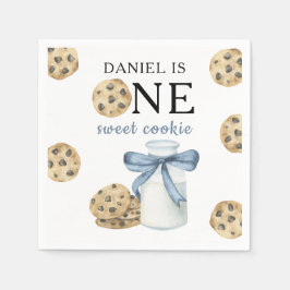 Ein süßes Keks und Milch zum ersten Geburtstag Serviette