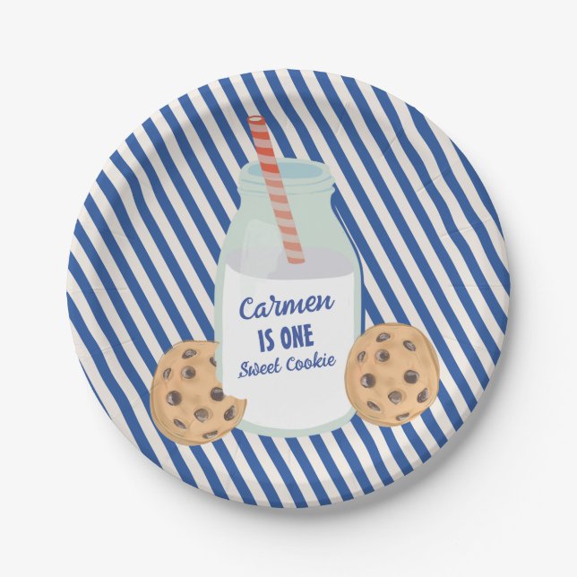 Ein süßes Keks zum ersten Geburtstag Pappteller (Vorderseite)