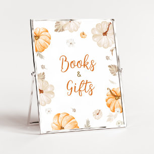 Ein süßes kleines Kürbis-Bücher- und Geschenke-Sch Poster