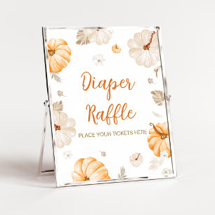Ein süßes kleines Kürbis-Windel-Raffle-Schild Poster
