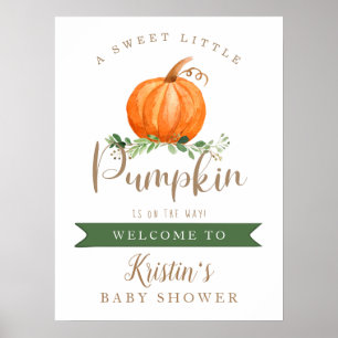 Ein süßes kleines KürbisBaby-Duschbad Willkommen Poster