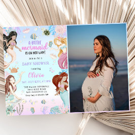 Ein süßes kleines Mermaid Baby Dusche Party Foto Einladung