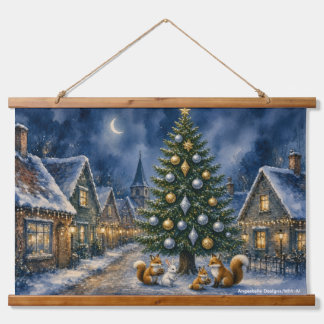 Ein süßes Weihnachten mit Critters Wandteppich Mit Holzrahmen