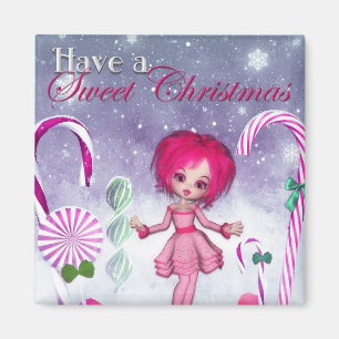Ein süßes Weihnachten :: Pink Cookie Poser Girl Magnet